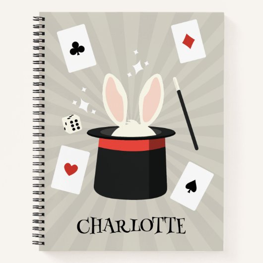 Magische Show Goochelaar Kinderen Aangepaste Naam Notitieboek (Voorkant)