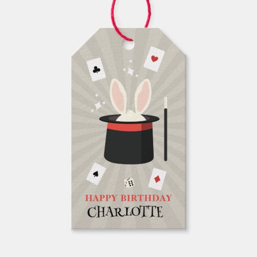 Magische Show Goochelaar Kinderen Verjaardag Aange Cadeaulabel (Voorkant)