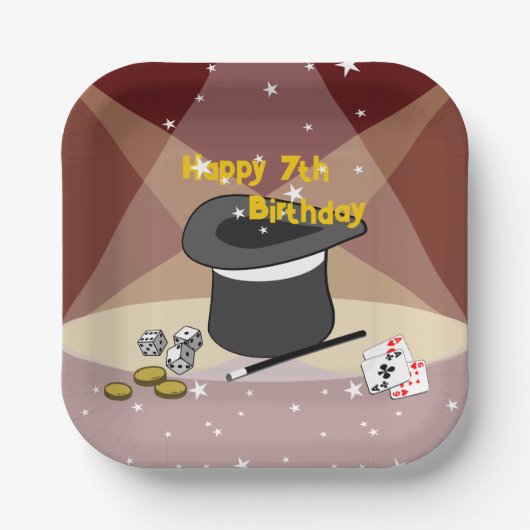 Magische Show Happy 7e Verjaardag Kinderfeestje Vi Papieren Bordje (Voorkant)