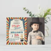 Magische Show van de Birthday-uitnodiging Kaart (Staand voorkant)