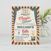 Magische Show van de Birthday-uitnodiging Kaart (Staand voorkant)
