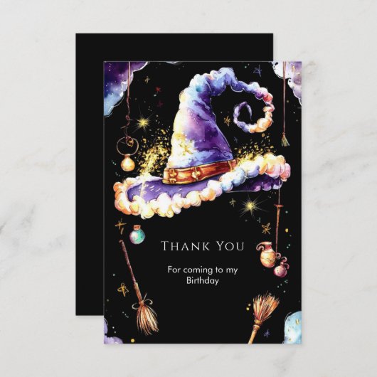 Magische Simpele Boho Tovenaars Verjaardag Bedankkaart (Voorkant / Achterkant)