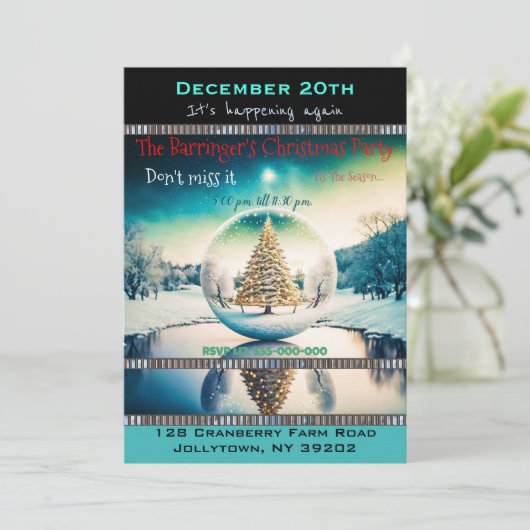 Magische Sneeuwachtige Bol Boom Jaarlijks Kerstfee Kaart (Staand voorkant)