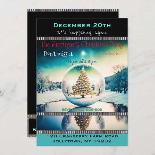 Magische Sneeuwachtige Bol Boom Jaarlijks Kerstfee Kaart (Voorkant / Achterkant)