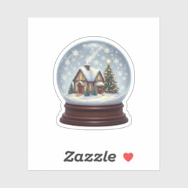 Magische Sneeuwbol Kersthuis & Boom Sticker