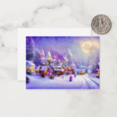 Magische sneeuwdorpskamer mini Kerstmis Notitiekaartje (Voorkant / Achterkant in situ)