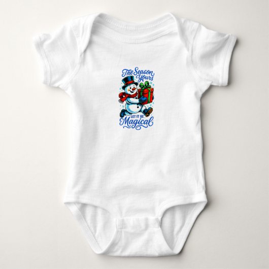 Magische Sneeuwman Kerst Cute Festief Romper (Voorkant)