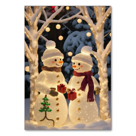 Magische Sneeuwman Kerstverlichting Kaart