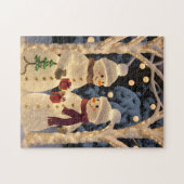 Magische Sneeuwman Kerstverlichting Legpuzzel (Horizontaal)