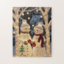 Magische Sneeuwman Kerstverlichting Legpuzzel