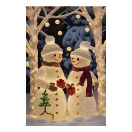 Magische Sneeuwman Kerstverlichting Perfect Poster