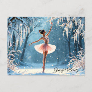 Magische sneeuwval ballerina winter poise kunst briefkaart