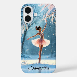 Magische sneeuwval ballerina winter poise kunst iPhone 16 hoesje