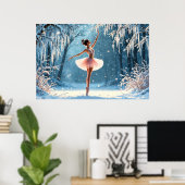 Magische sneeuwval ballerina winter poise kunst poster (Thuiskantoor)
