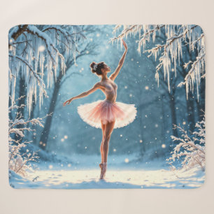 Magische sneeuwval ballerina winter poise kunst sherpa deken