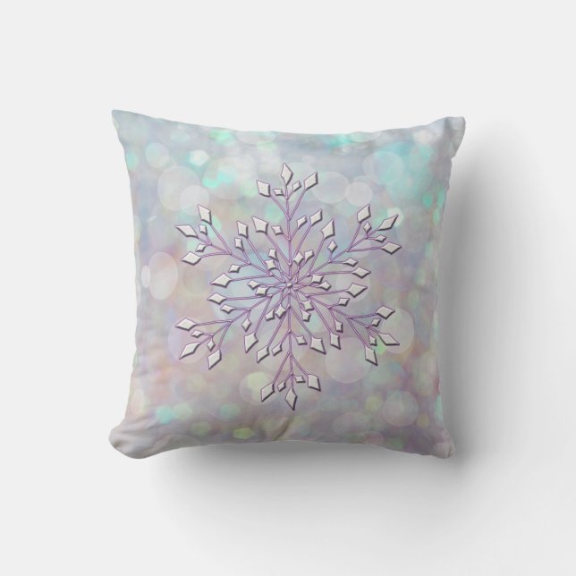 *~* Magische Snowflake Inner Peace Blue Lavender Kussen (Voorkant)