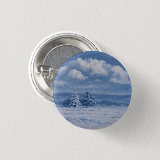 Magische Snowy Forest Christmas Button (Voorkant /achterkant)