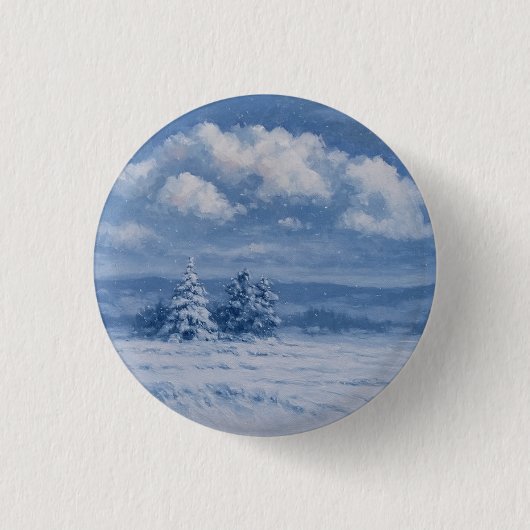Magische Snowy Forest Christmas Button (Voorkant)