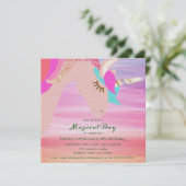 Magische Sparkling Unicorn Verjaardag Uitnodiging (Staand voorkant)