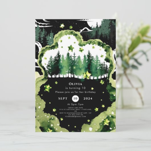 Magische Sparkling Woodland Verjaardag Kaart (Staand voorkant)