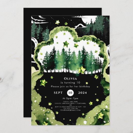 Magische Sparkling Woodland Verjaardag Kaart (Voorkant / Achterkant)