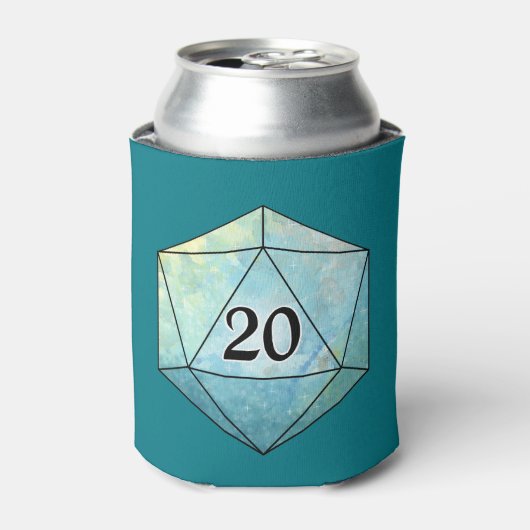 Magische sparkly d20 dobbelstenen blikjeskoeler (Blikje Voorkant)