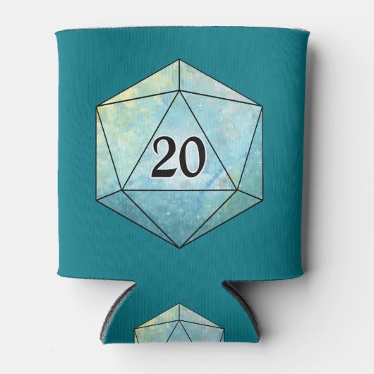 Magische sparkly d20 dobbelstenen blikjeskoeler (Voorkant)