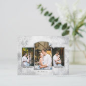 Magische Sparkly Silver Sneeuwvlokken 3-foto Feestdagenkaart (Staand voorkant)