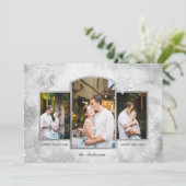 Magische Sparkly Silver Sneeuwvlokken 3-foto Feestdagenkaart (Staand voorkant)