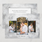 Magische Sparkly Silver Sneeuwvlokken 3-foto Feestdagenkaart (Voorkant / Achterkant)