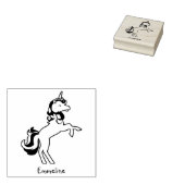 Magische Speelse Eenhoorn Paard Personaliseer Naam Rubberstempel (Gestempeld)