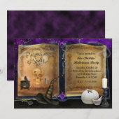 MAGISCHE SPELL BOEK Halloween Heksenuitnodiging #2 Kaart (Voorkant / Achterkant)