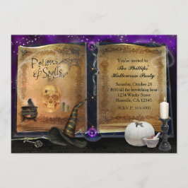 MAGISCHE SPELL BOEK Halloween Heksenuitnodiging #2 Kaart