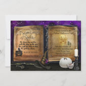 MAGISCHE SPELL BOEK Halloween Witch Party Uitnodig Kaart (Voorkant)