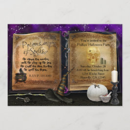 MAGISCHE SPELL BOEK Halloween Witch Party Uitnodig Kaart