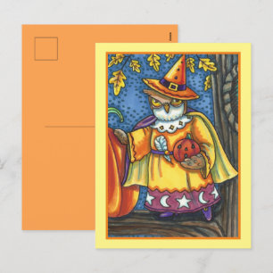 MAGISCHE SPELLEN EN HALLOEEN HOOTS, OWL WIZARD FEESTDAGENKAART