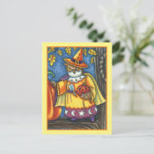 MAGISCHE SPELLEN EN HALLOEEN HOOTS, OWL WIZARD FEESTDAGENKAART (Staand voorkant)