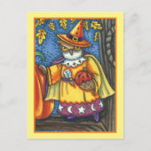 MAGISCHE SPELLEN EN HALLOEEN HOOTS, OWL WIZARD FEESTDAGENKAART (Voorkant)