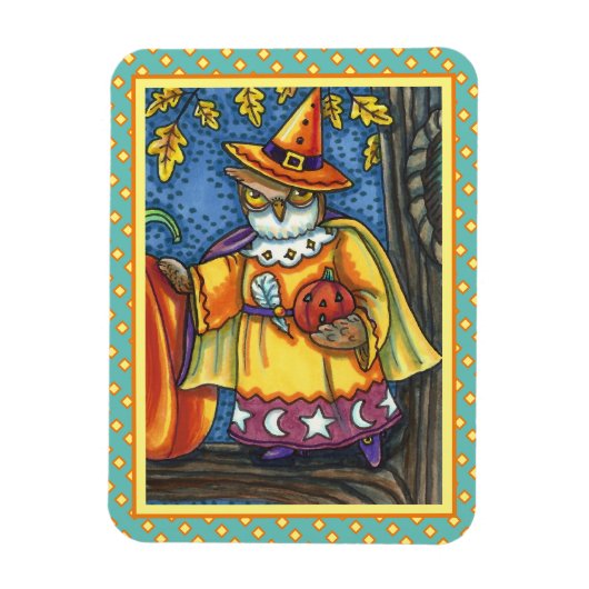 MAGISCHE SPELLEN EN HALLOEEN HOOTS, OWL WIZARD MAGNEET (Verticaal)