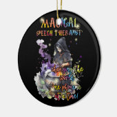 Magische spraaktherapeut die de wereld veranderen keramisch ornament (Links)