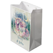 Magische sprankelende grillige eenhoorn kinderen v medium cadeauzakje (Achterkant Gekanteld)