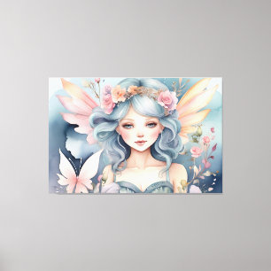 Magische Sprookjes Bloem AI Kunstwerk Aquarel Canvas Afdruk