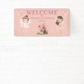 magische sprookjes meisje 1e verjaardag roze welko spandoek (Insitu)