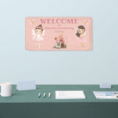 magische sprookjes meisje 1e verjaardag roze welko spandoek (Beurs)