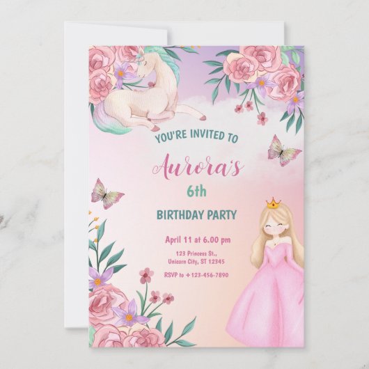Magische Sprookjes Prinses Eenhoorn Kaart (Voorkant)