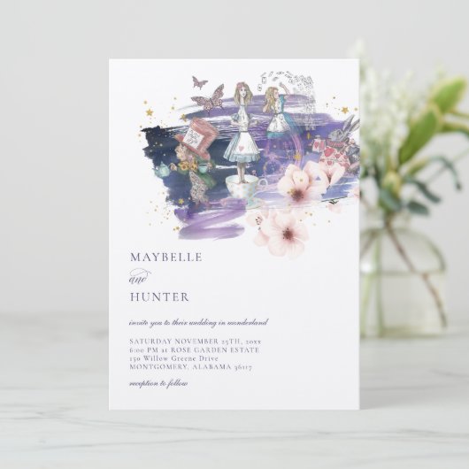 Magische sprookjesboekbruiloft in Wonderland Kaart (Staand voorkant)