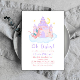 Magische Sprookjesdraak Eenhoorn Baby shower Kaart