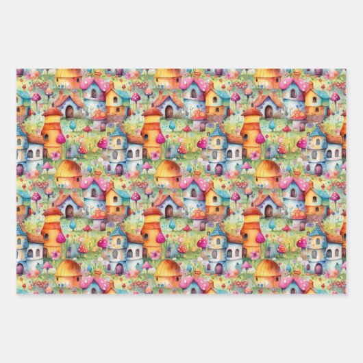 MAGISCHE SPROOKJESHUIZEN EN SPROOKJESDORPSCHENKING INPAKPAPIER VEL (Voorkant)