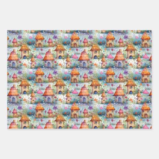 MAGISCHE SPROOKJESHUIZEN EN SPROOKJESDORPSCHENKING INPAKPAPIER VEL (Voorkant)