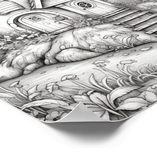 Magische Sprookjeshuizen Volwassen Kleurplaten Poster (Hoek)